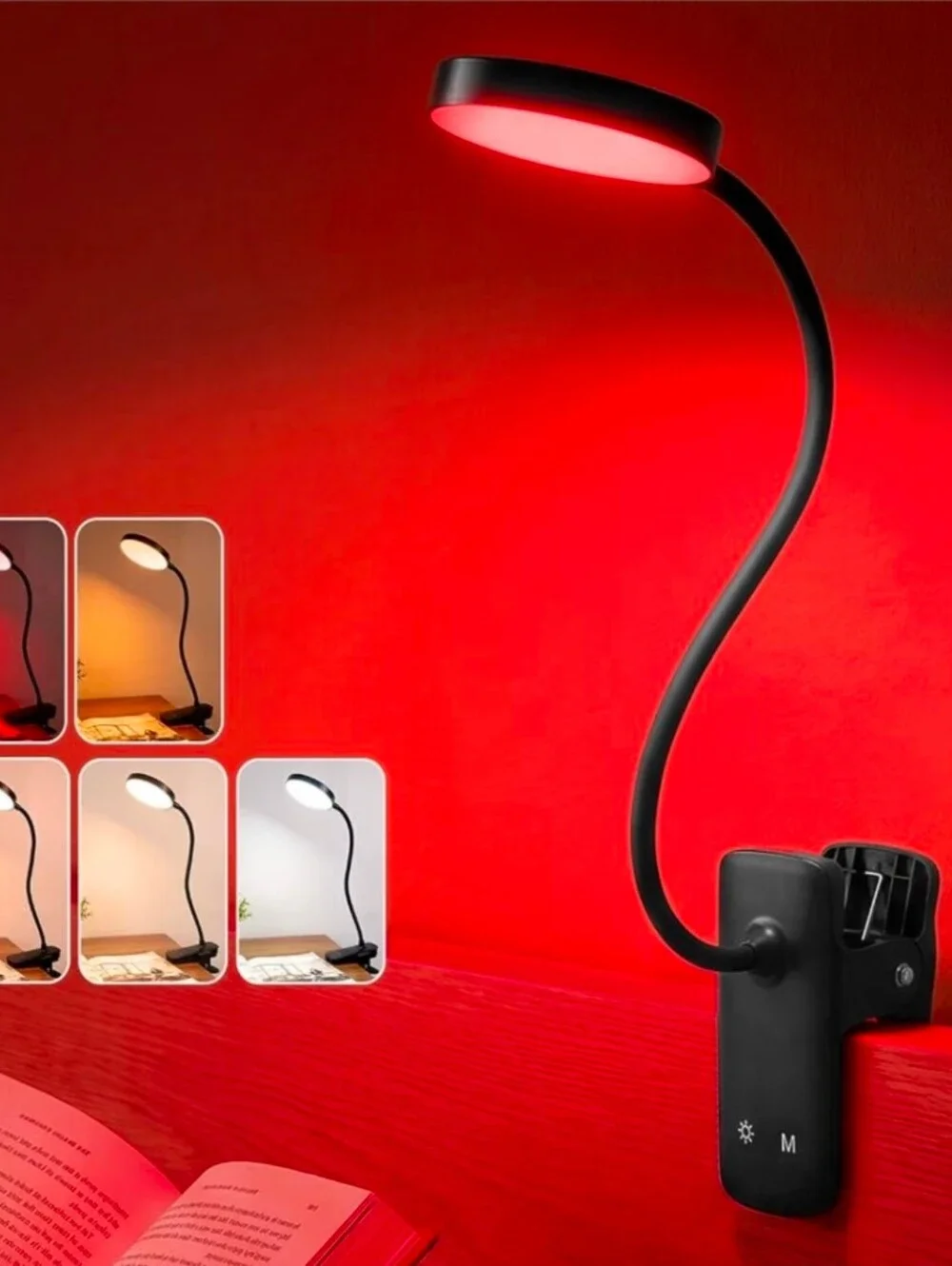 Bright LED Clip On Reading Light | 5 Color&Brightness Modes | NEW IN BOX |